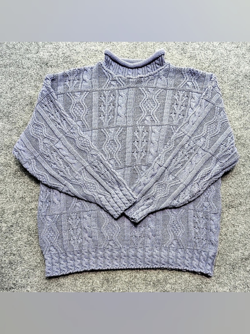 L.L.Bean Cable Knit Turtleneck Purple XL